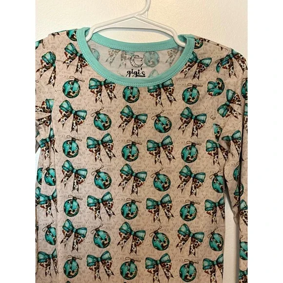 Gigi's Closet Toddler Girls 3T Pajamas Long Sleeve Pants Set Ornaments Bows - Picture 5 of 7